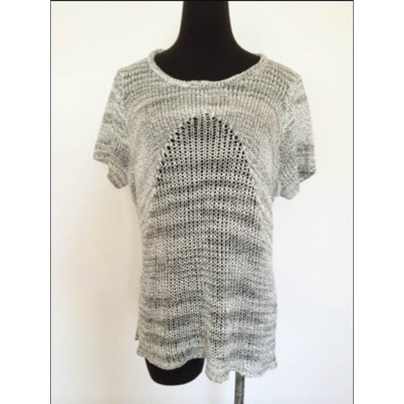 Helmut Lang Sweaters - Helmut Lang Italian Yarn Marled Short Sleeve‎ Top in Gray Size M